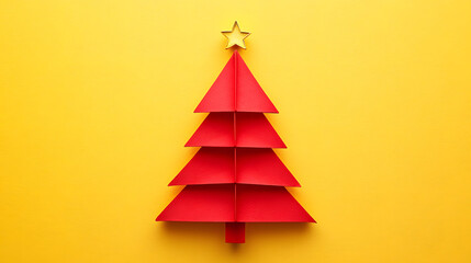 Fototapeta premium christmas, tree, card, xmas, holiday, decoration, celebration, design, vector, paper, new, illustration, year, winter, greeting, merry, season, star, christmas tree, green, origami, shape, symbol, wal