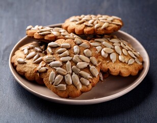 Fototapeta premium crunchy sunflower seed cookies made of vanilla and flour