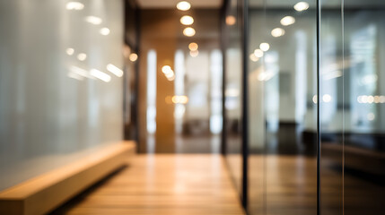Fototapeta premium Business meeting space in modern office building blurred interior view professional environment