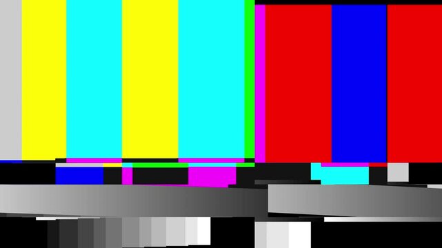 video transitions. TV loses signal, TV screen test, error screen