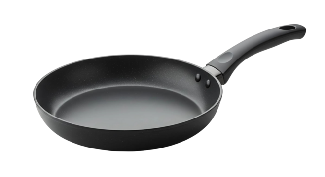 High-quality Teflon frying pan with a smooth, non-stick surface, perfect for easy cooking and cleaning, isolated on a transparent background