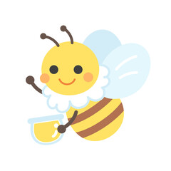 ハチミツを持ったミツバチのイラスト