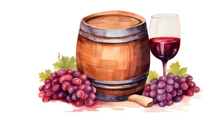 Professional Wooden Barrel and Red Wine Glass Display for Wine Tastings and Events