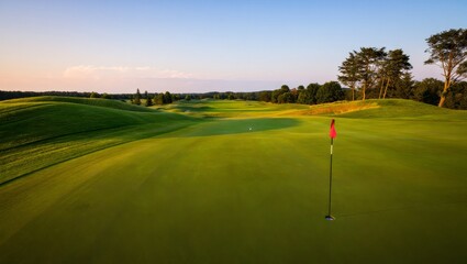 Serene Golf Course Landscape at Golden Hour, AI Generated