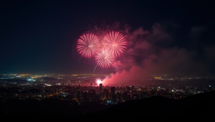 Fireworks over Cityscape