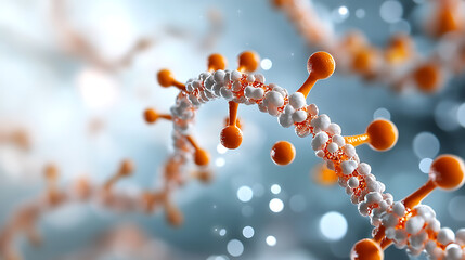 Protein folding dynamics visualized with molecular structures in a high-tech laboratory scientific visualization molecular biology concept