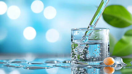 Refreshing water molecule demonstration science laboratory high-definition visuals experimental environment close-up viewpoint molecular structure analysis