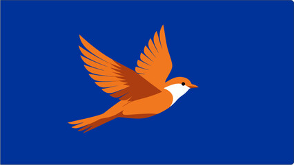 Flying Bird Illustration with Orange and White Plumage on Dark Background