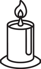 candle line art, black outline, vector and illustration, coloring book page line art drawing