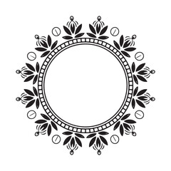 Elegant Black and White Doodle Monogram Frame Vector 4