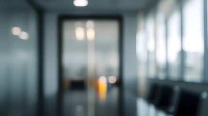 Blurred office interior with doorway modern workspace professional environment contemporary view