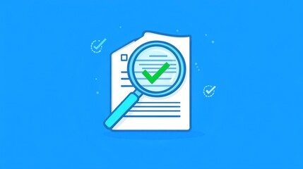 Document review, approved checklist, blue background, workflow