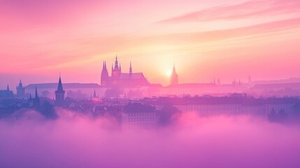 Obraz premium A dreamy pink and purple ombre background with a soft and surreal feel