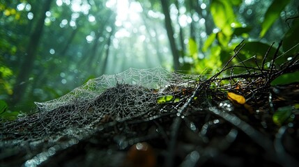 Intricate spider web in a natural setting for insect photography, biodiversity, and wildlife visuals. 