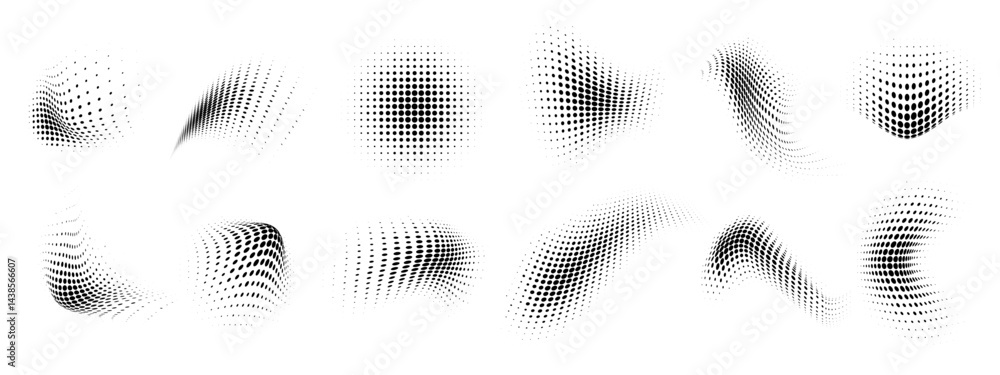 Canvas Prints dotted shape. abstract halftone dot pattern with wavy half tone gradient shapes, dotted texture curv