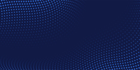 Obraz premium Halftone wavy background. Blue halftone dot pattern with abstract wavy flow, dynamic dot texture and sport style gradient background. Vector texture
