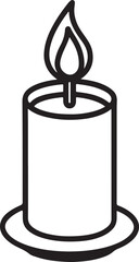 candle line art, black outline, vector and illustration, coloring book page line art drawing