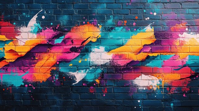 A graffiti-style urban background with vibrant street art, paint splatters, and a cool city vibe