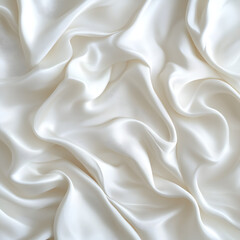 Obraz premium Elegant flowing silk fabric horizontal pure white background textiles soft minimalist style