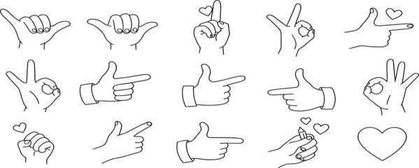 holding hands gestures - love and friendship concepts - tattoo and sticker design elements. Valentine's day greeting card in minima