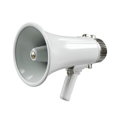 A white megaphone or bullhorn isolated on a white background