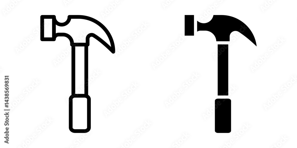 Poster hammer icon set. for mobile concept and web design on white background