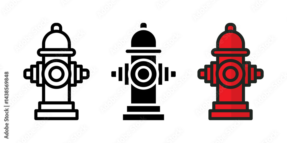 Poster fire hydrant icon set. for mobile concept and web design on white background