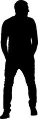 Man walking forward isolated silhouette front view