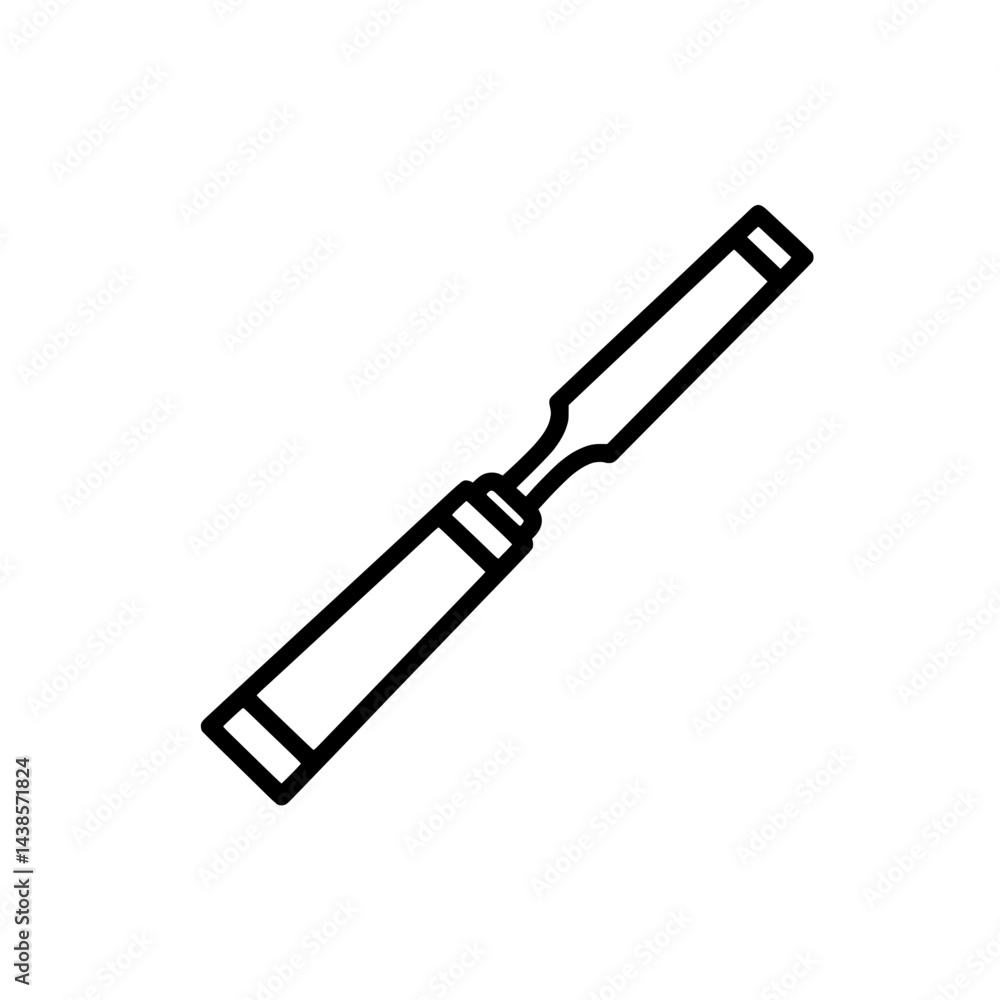 Aufkleber precision chisel: a line art portrayal of a sharp chisel, ready for detailed woodwork.