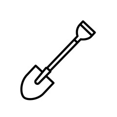 Shovel Icon: A simple, clean outline of a shovel, perfect for use in construction, gardening, or any project related to digging.