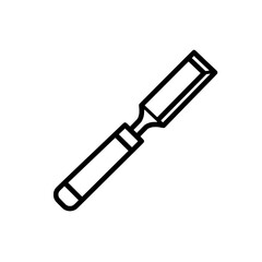 Wood Carving Chisel Icon: A clean line drawing of a wood carving chisel, a tool essential for woodworking crafts.  