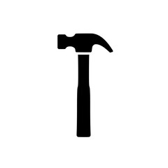 Hammer Silhouette Icon:  A simple yet powerful silhouette icon of a claw hammer, symbolizing construction, DIY, and craftsmanship. It's a versatile symbol that can be used for a variety of projects.