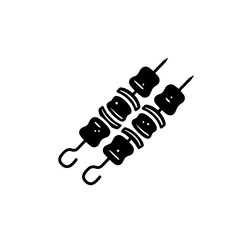 Delicious Kebab Skewers: A pair of appetizing kebab skewers with perfectly grilled pieces, evoking the irresistible allure of barbecue. A minimalist illustration.