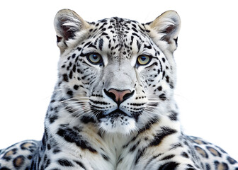 Fototapeta premium portrait of a white leopard on white background