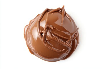 Obraz premium Rich decadent chocolate spread swirls beautifully a luscious smooth texture against a stark white background Perfect for baking or