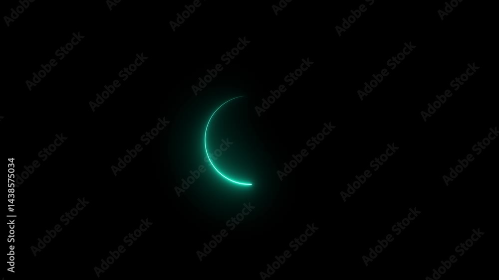 Aufkleber neon circle animation on black background, neon loading circle in blue colour on dark background, ne