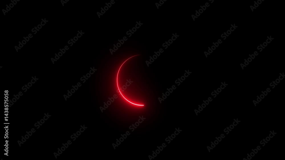 Aufkleber neon circle animation on black background, red color loading neon circle animation on black backgrou