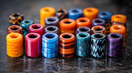 Vibrant Colorful Resin Cylinders Collection, Artistic Decorative Beads