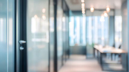 Dynamic office environment with blurred interior and door modern workspace professional setting