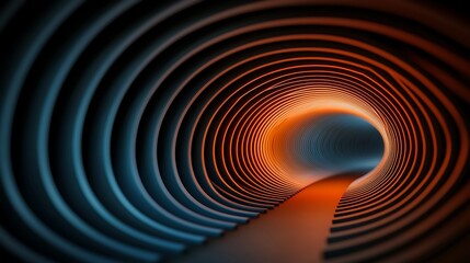 Tunnel Abstract image of concentric rings diminishing into a bright orange light