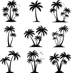 Fototapeta premium Palm Tree Silhouette Collection for Tropical Designs