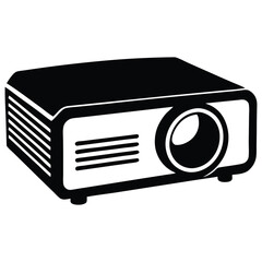 Compact projector silhouette vector illustration, Projector vector for classroom media presentation or school tools