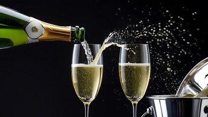 champagne bottle and champagne