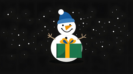 Fototapeta premium snowman, christmas, winter, snow, hat, holiday, cold, xmas, santa, illustration, scarf, season, celebration, cartoon, 3d, decoration, december, ice, cute, vector, carrot, frost, gift, fun, merry