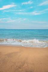 Aegean sea scenic landscape background, beautiful summer scenery seen from Asprovalta in Greece