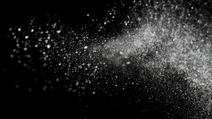 Obraz premium Fine charcoal dust particles drifting gently across pitch-dark void shimmering asymmetric radiant