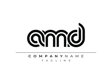 Fototapeta premium AMD Creative Unique Modern Letter Logo Design. Stylized logo featuring a unique letter design, presenting abstract minimalist aesthetics and modern appeal.