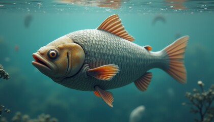 Fototapeta premium Stunning Underwater Image of a Fish