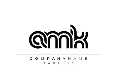 AMK Creative Unique Modern Letter Logo Design. Stylized logo featuring a unique letter design, presenting abstract minimalist aesthetics and modern appeal.
