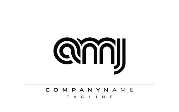 AMJ Creative Unique Modern Letter Logo Design. Stylized logo featuring a unique letter design, presenting abstract minimalist aesthetics and modern appeal.